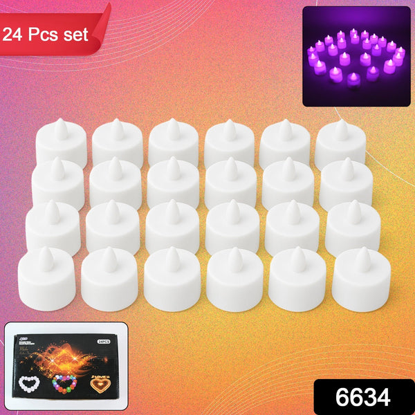 Flameless LED Tealights, Smokeless Plastic Decorative Candles - Led Tea Light Candle For Home Decoration, Diwali (Pack Of 24)